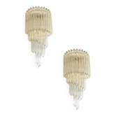 Set of Two Venetian "Quadriedro" Twist Murano Glass Wall Sconces