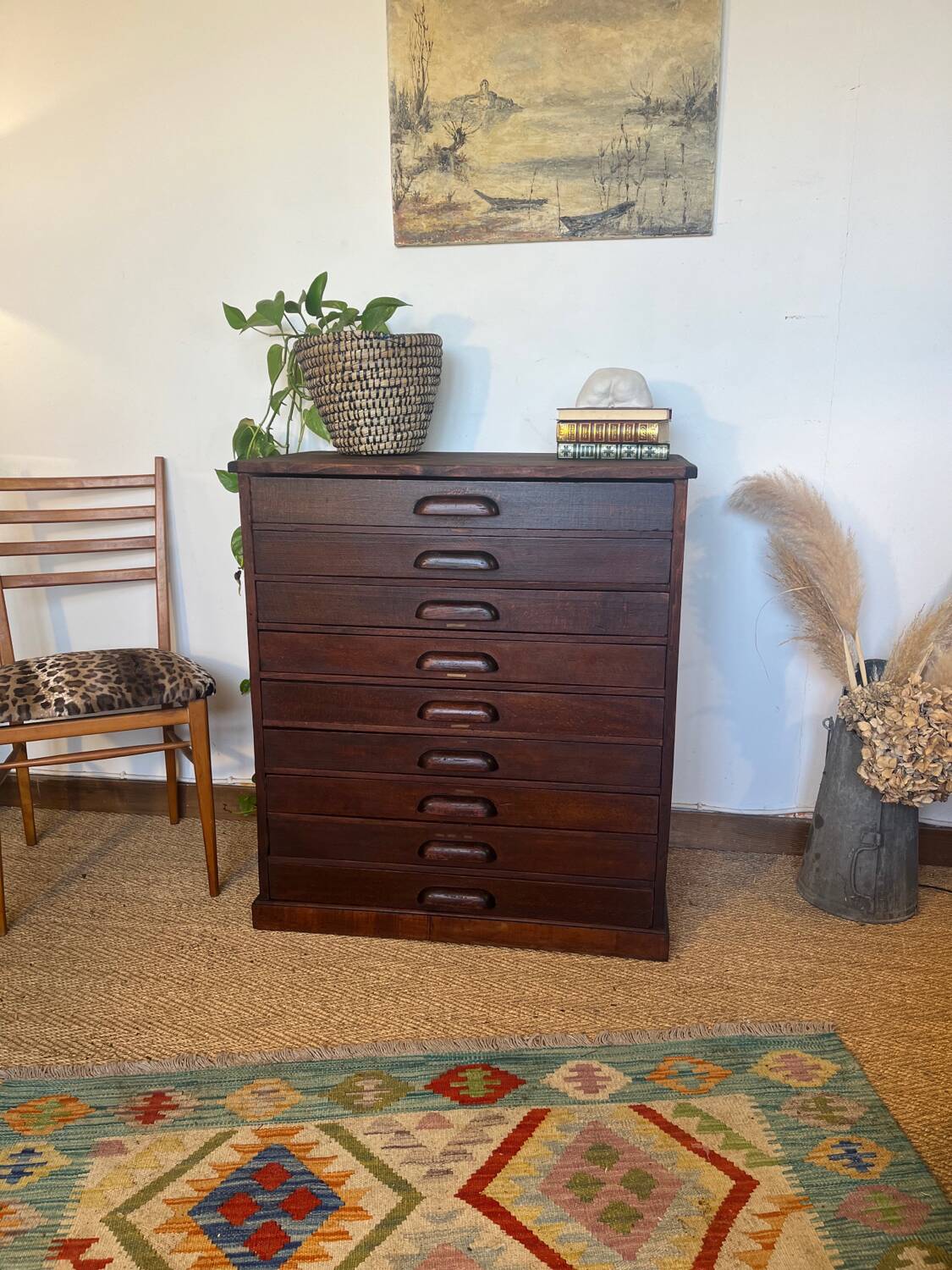 Vintage wooden architect's professional furniture