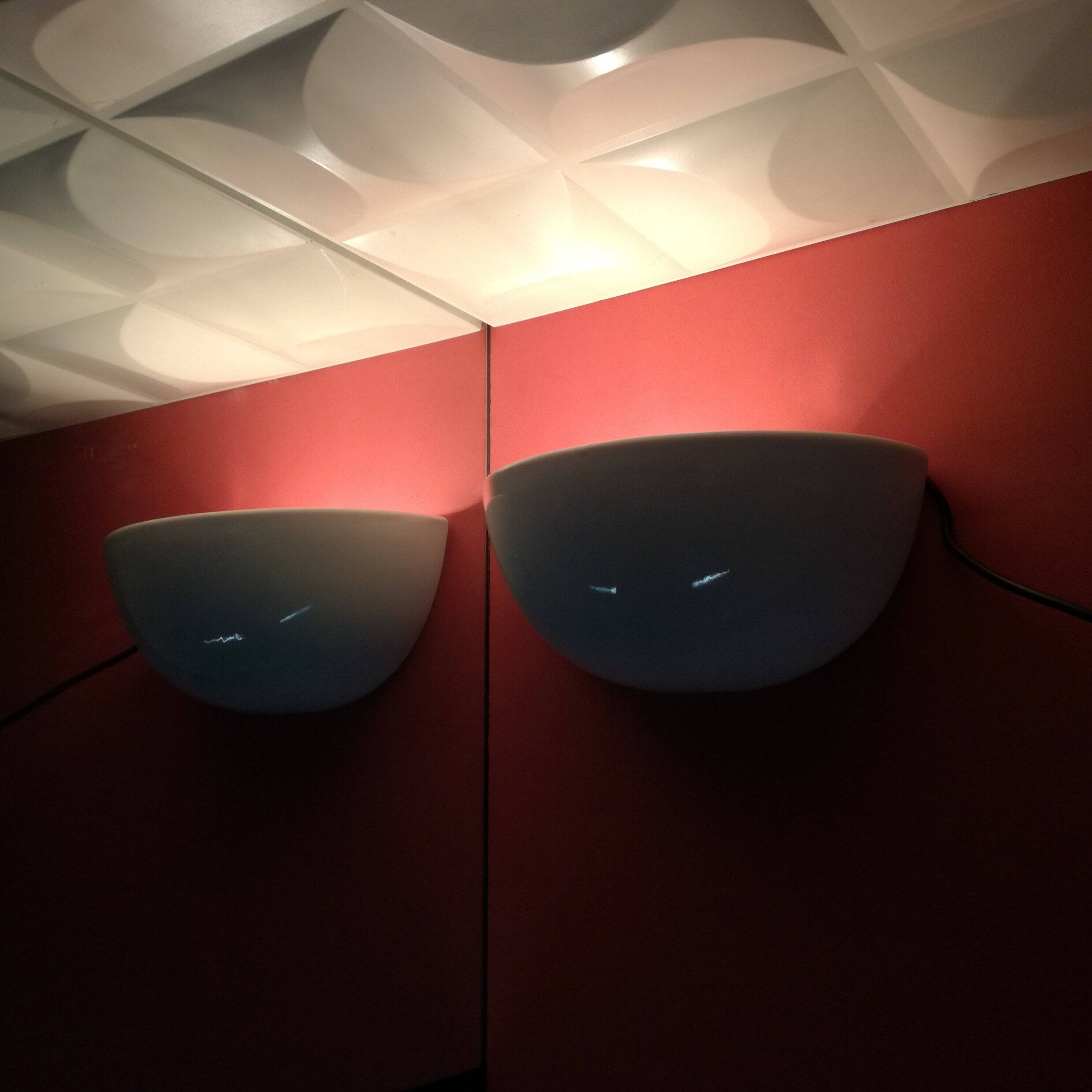 Half basin ceramic wall lights 1970