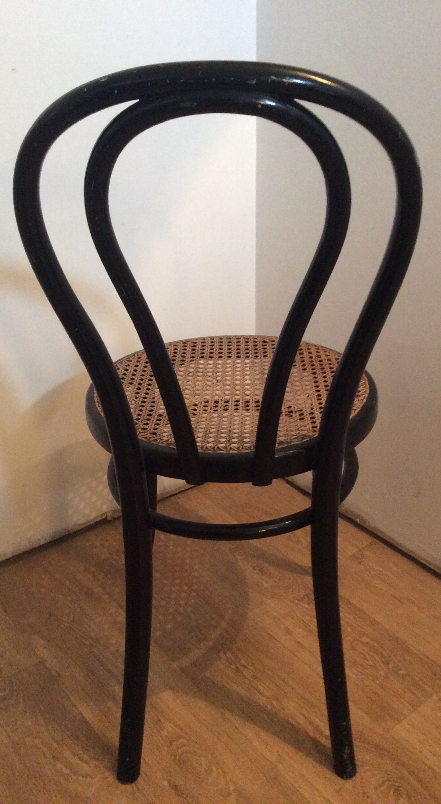 Thonet bistro chair in black wood and canning