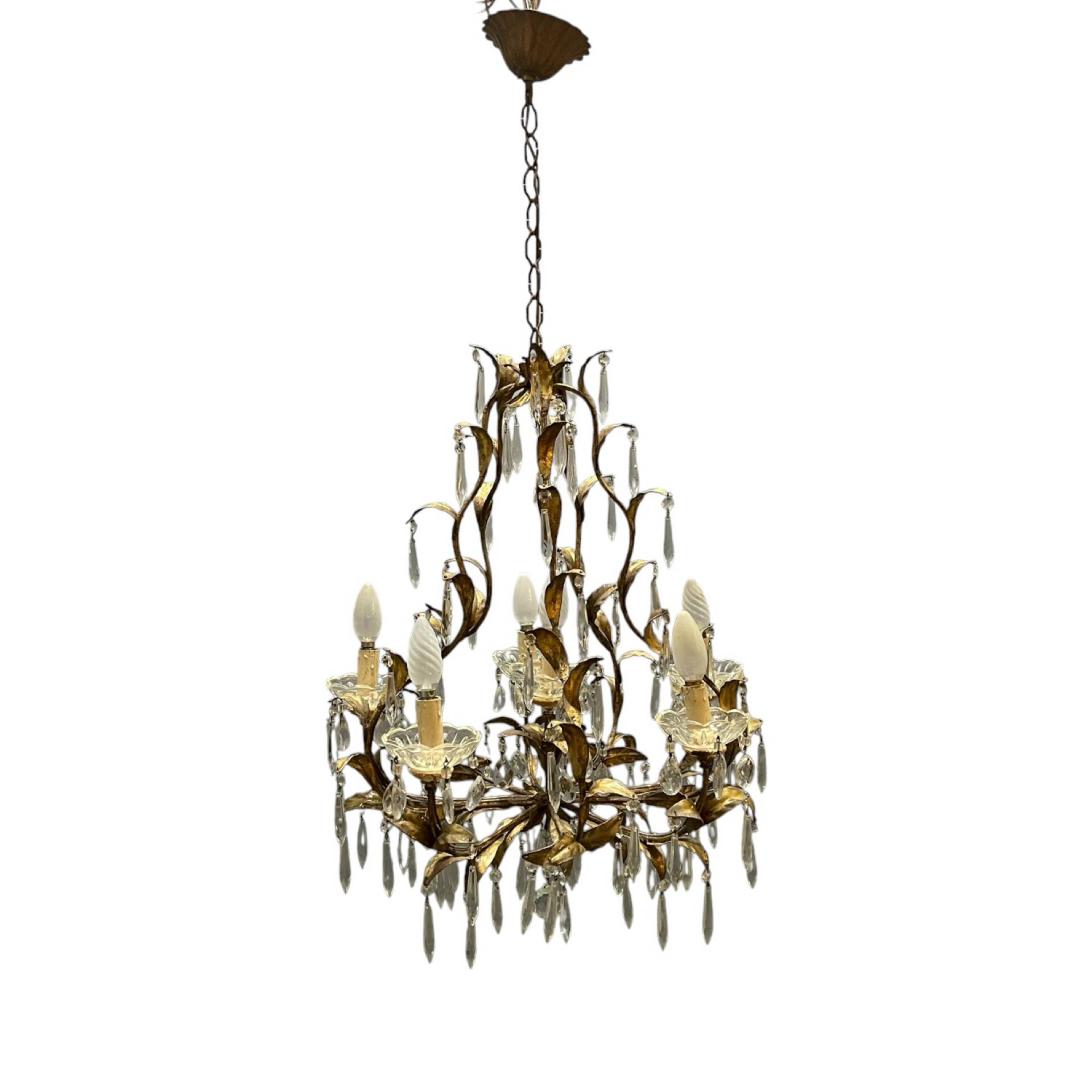 Italian Florentine Tole Chandelier, Italy, 1950s
