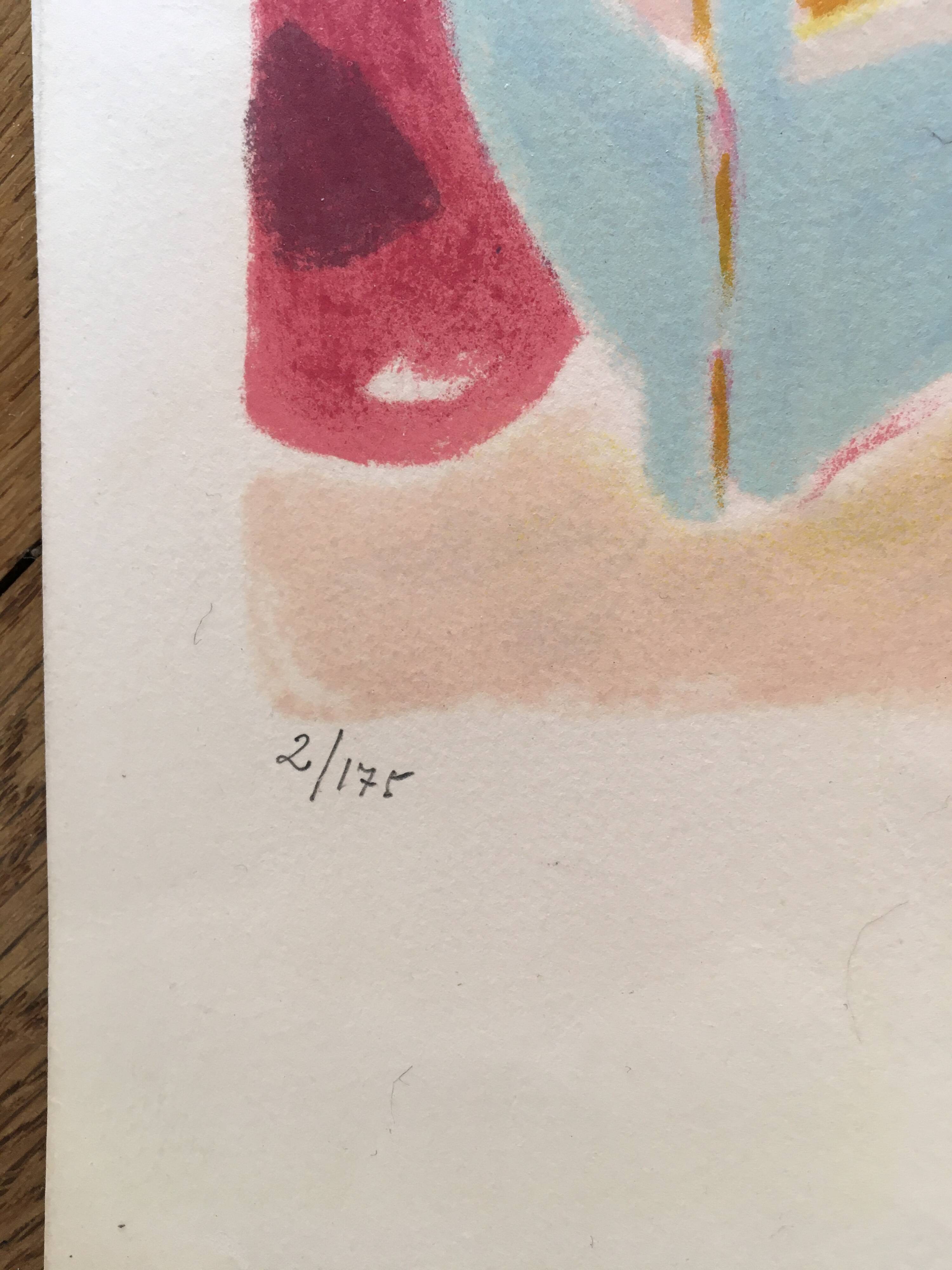 Lithograph of the port of Cannes by Jules Cavaillès.