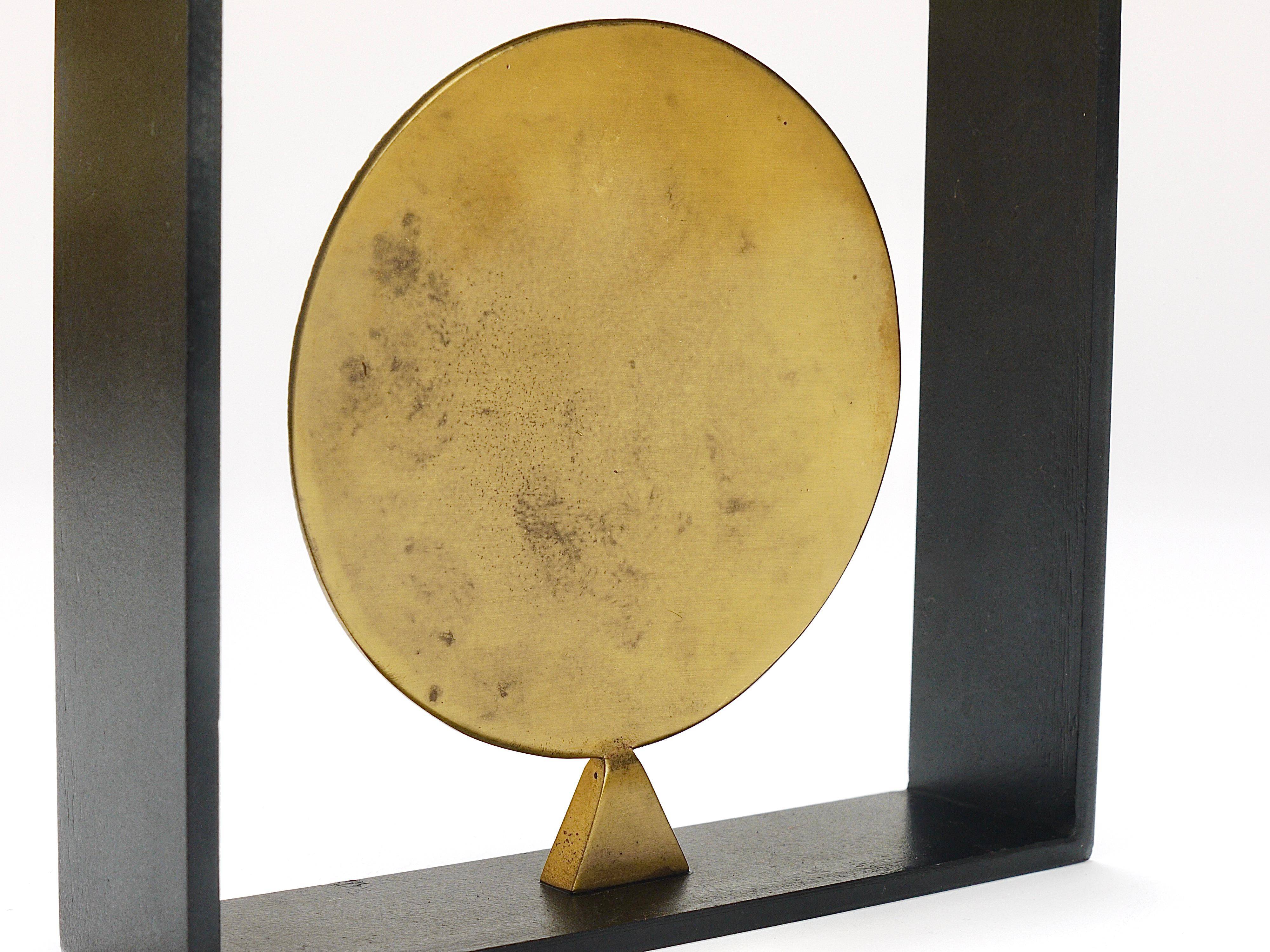 Iron and brass medal Carl Aubock bookends mid-century, Austria, 1970s