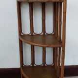 70s rattan corner shelf