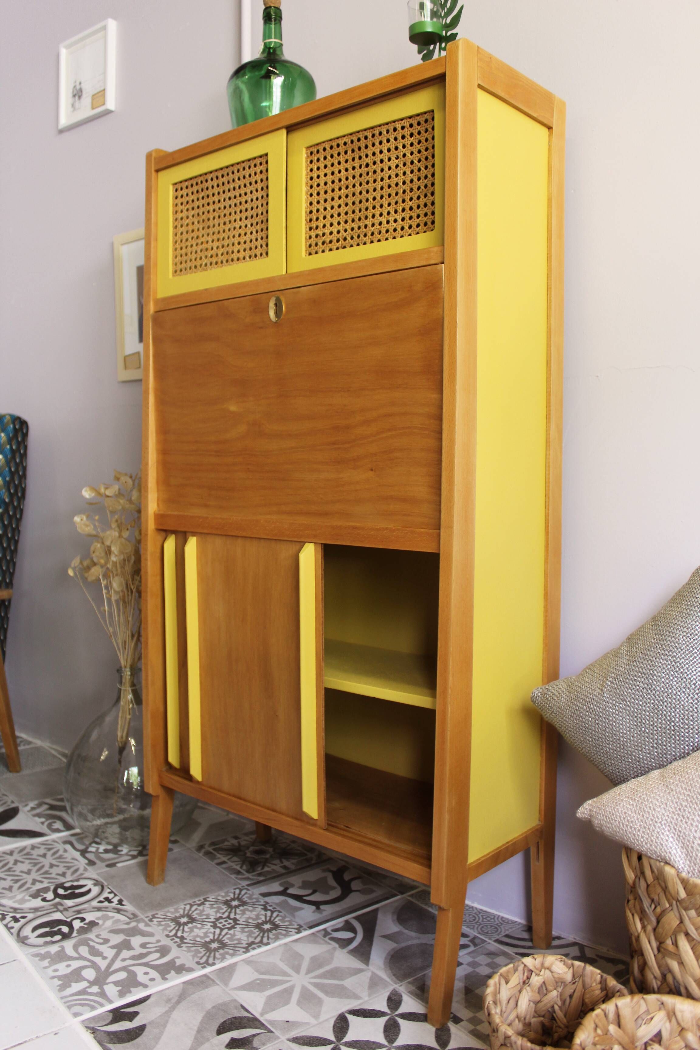 Vintage writing desk with canning doors