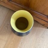 Saint Clément ceramic vase from the 50s, black and yellow