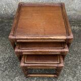 Set of 3 nesting tables, bamboo, vintage, 80s