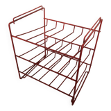 Old Orange Metal Wire Bottle Rack Shelf 15 Slots Vintage #A636