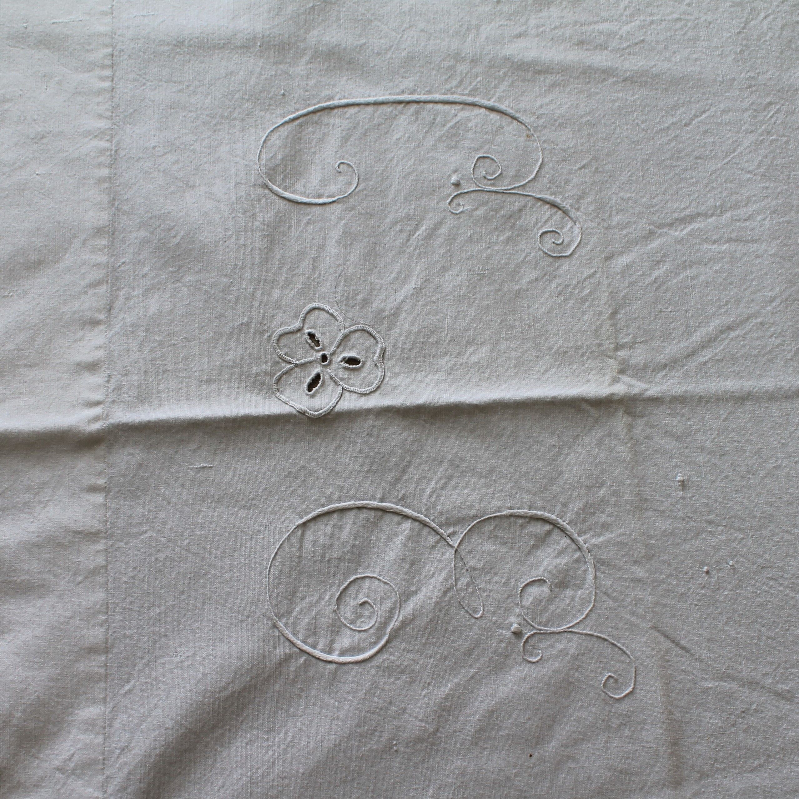 Old linen drapery embroidered, early 20th century