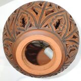 Suspension and pair of terracotta/vintage wall lights