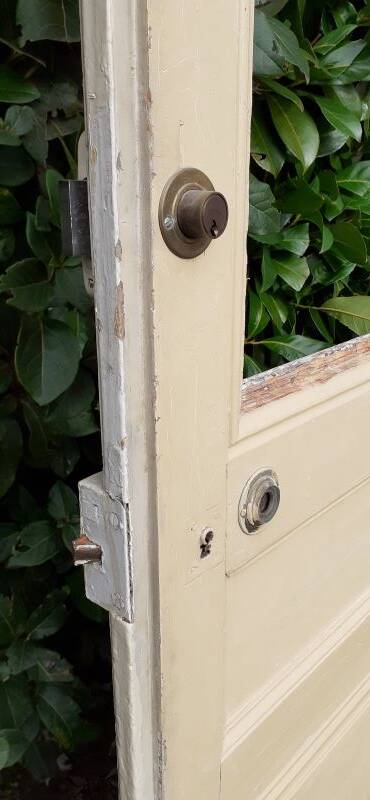 Glass communication door h221.5x90cm old 4 panes without interior glazing