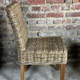 Chairs in wood and woven rattan