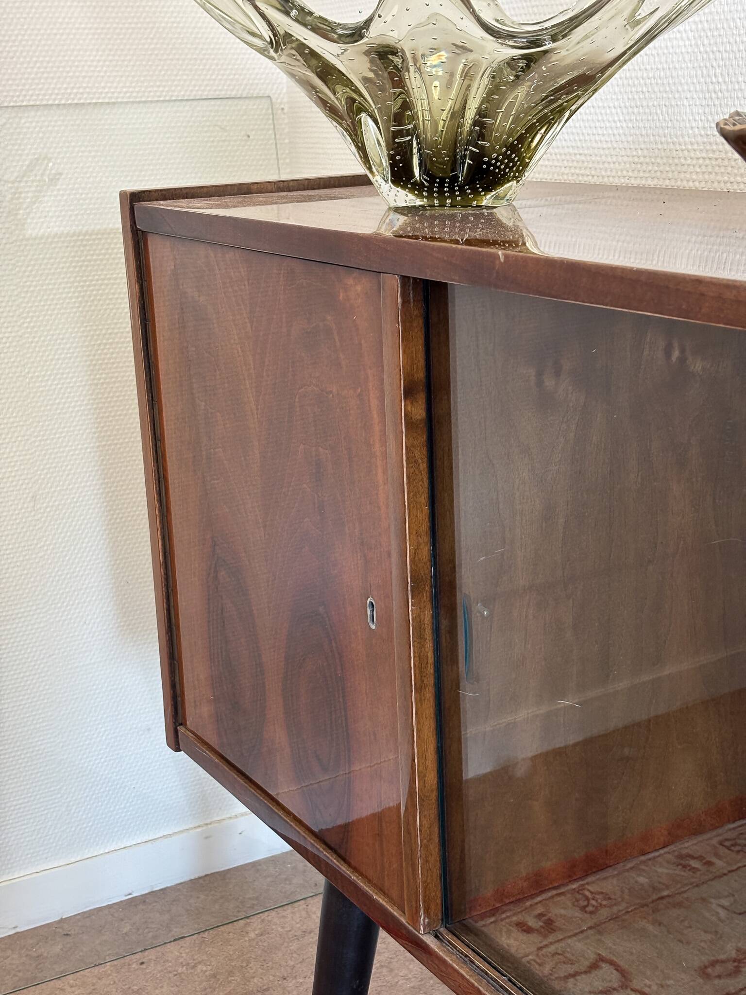 Vintage Polish bar cabinet in walnut veneer – 1960s