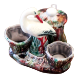 Ceramic condiment set with stork decoration