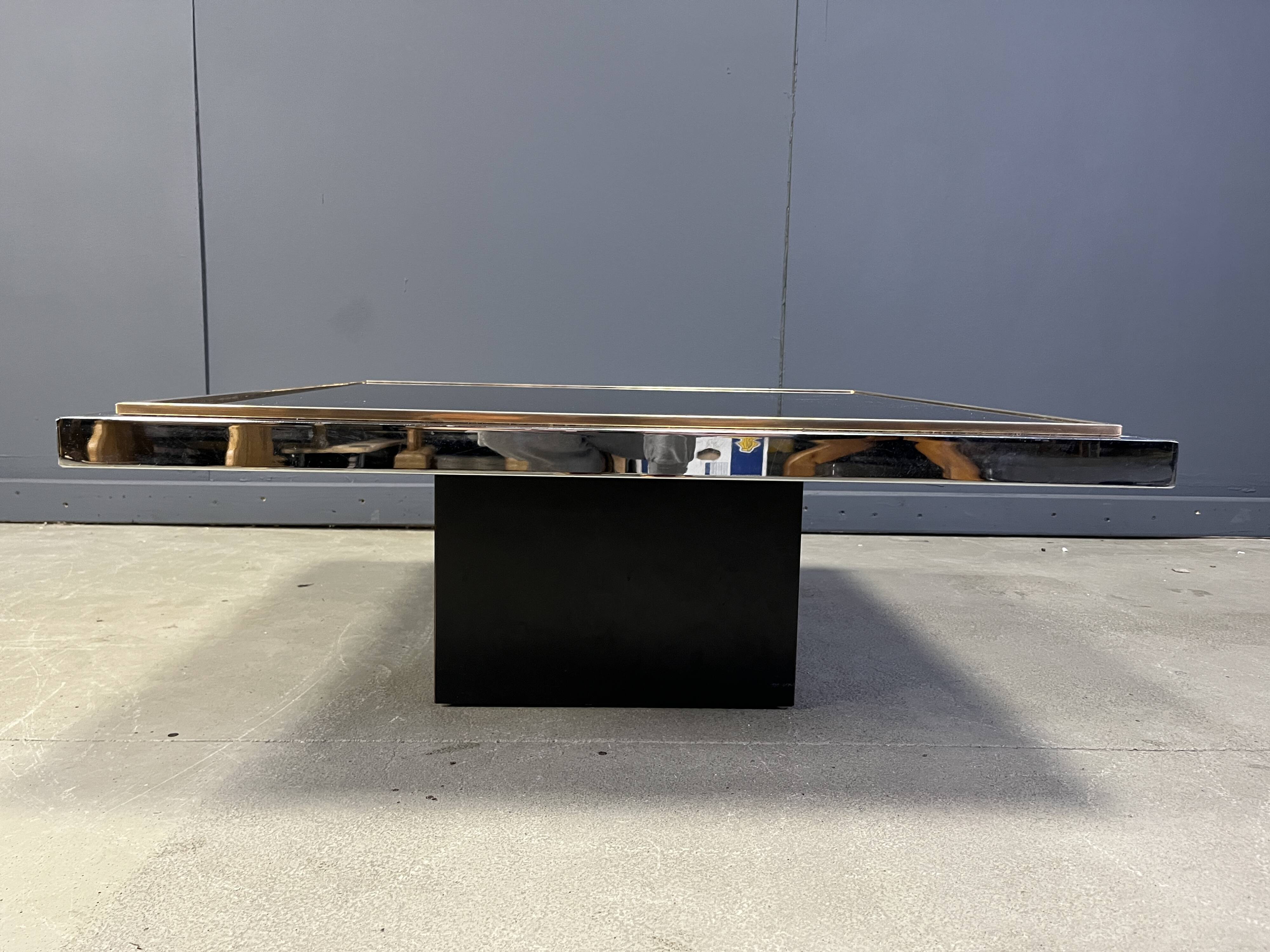 Vintage chrome and brass coffee table, 1970s