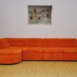 Orange corduroy modular sofa, 70s