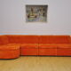 Orange corduroy modular sofa, 70s