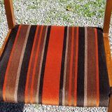 Set of 5 70s designer chairs in beech and orange and brown velvet Self éditeur