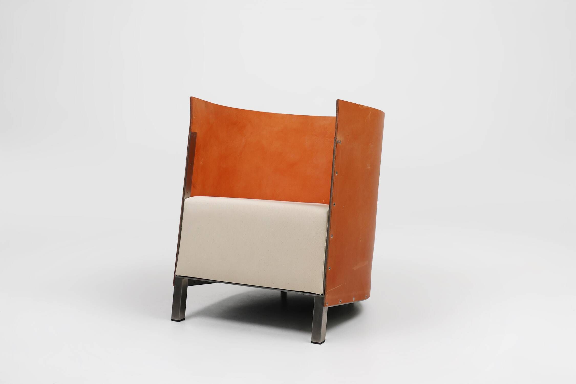 Maarten van Severen S88 easy chair in saddle leather and steel, Belgium 198
