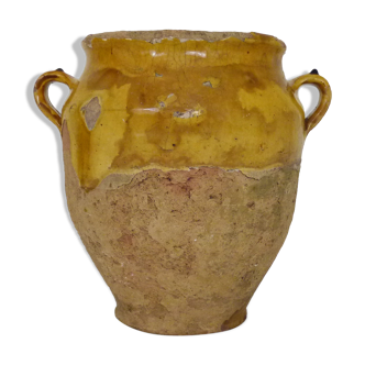 Pot à confit jaune vernissé, sud ouest de la France, Pyrénées XIXème