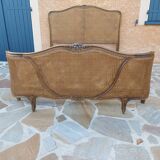 Louis XV style double cane basket bed, mid-20th century
