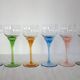 6 colorful vintage crystal wine glasses