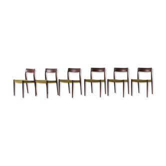 Set de 6 chaises et 2 fauteuils Niels Otto Möller en palissandre modèles 77 & 57