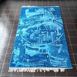 Extraordinary handmade art abstract design wool carpet in style of Kybal, 1960s