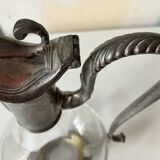 Pewter and glass carafe