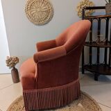 Fauteuil crapaud velours rose