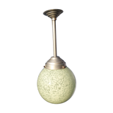 Art deco suspension globe in green clichy glass