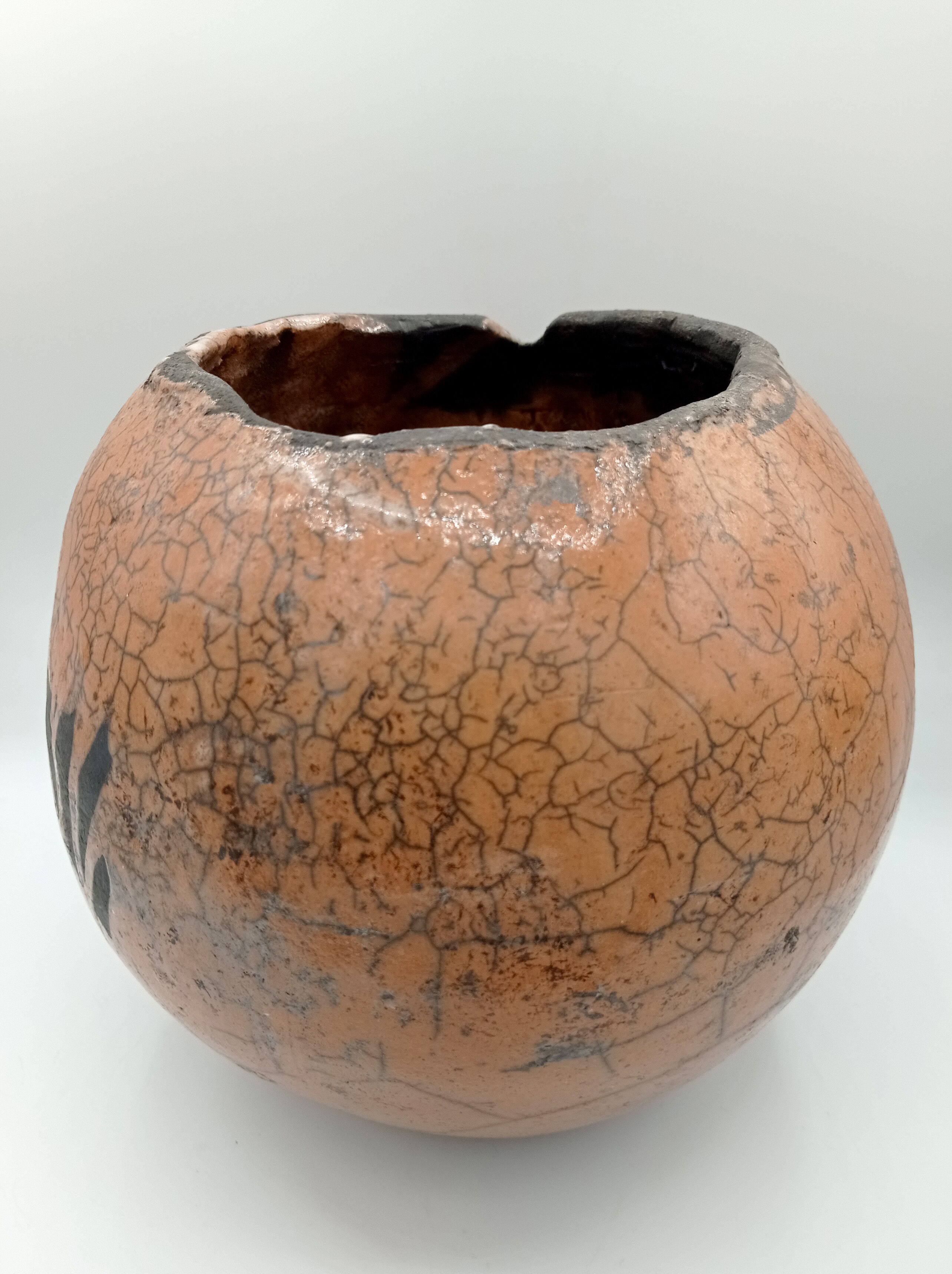 Raku ball vase