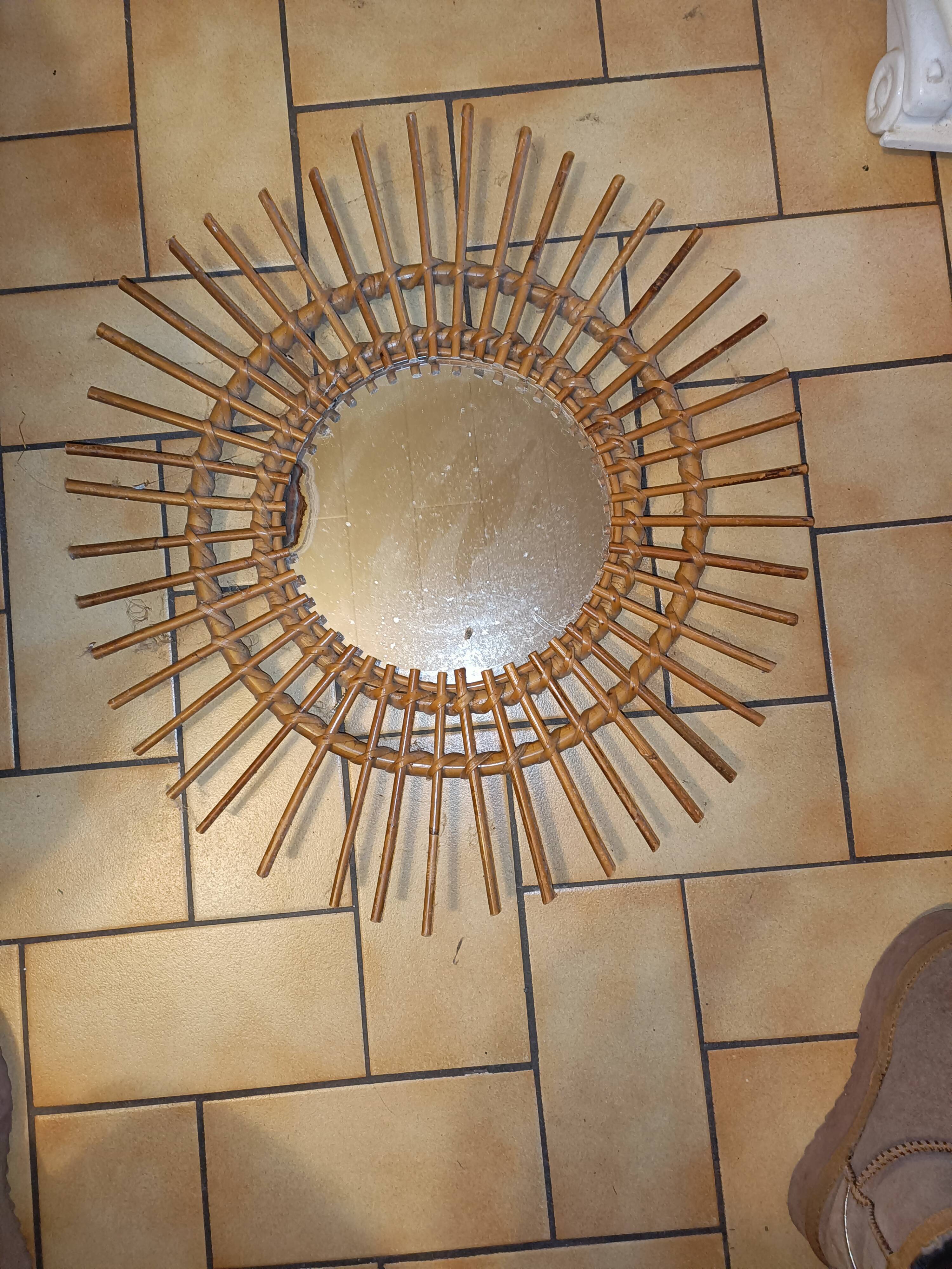Vintage rattan mirror