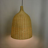 Ceiling lamp with a wicker shade, Denmark, 1970s