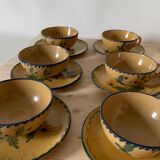 6 cups decorated with ancient flowers
