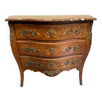 Commode style louis xv marquetry and marble