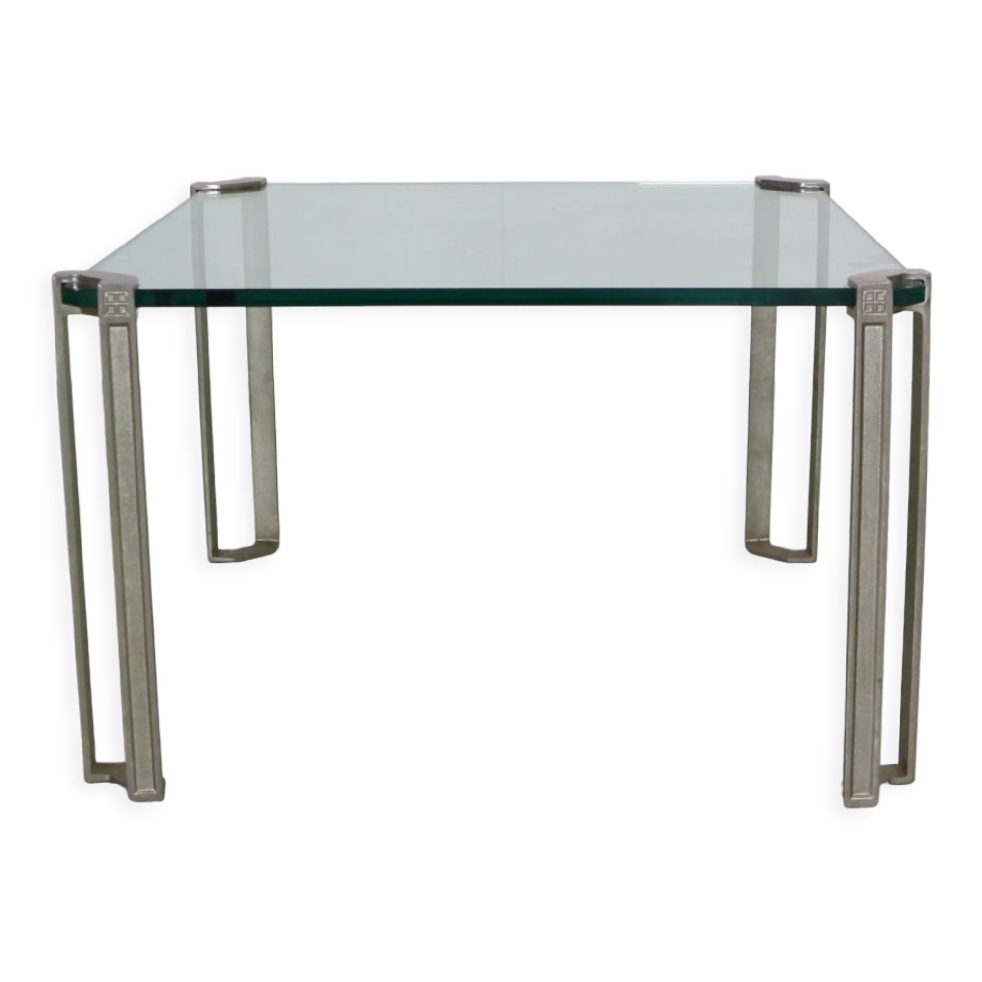 Peter Ghyczy for Ghyzcy Square Glass Coffee Table, 1970's Hollywood Regency