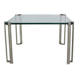 Peter Ghyczy for Ghyzcy Square Glass Coffee Table, 1970's Hollywood Regency