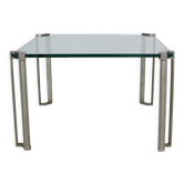 Peter Ghyczy for Ghyzcy Square Glass Coffee Table, 1970's Hollywood Regency