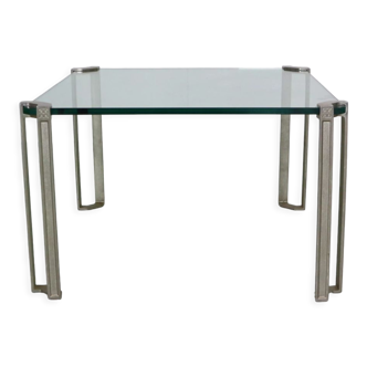 Peter Ghyczy for Ghyzcy Square Glass Coffee Table, 1970's Hollywood Regency