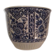 Cache pot céramique blanc et indigo