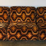 Vintage 1970s orange geometric patterned space-age armchair