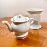 Ancienne tisanière veilleuse en porcelaine blanche