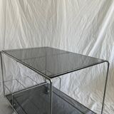 Smoked glass & steel rolling trolley