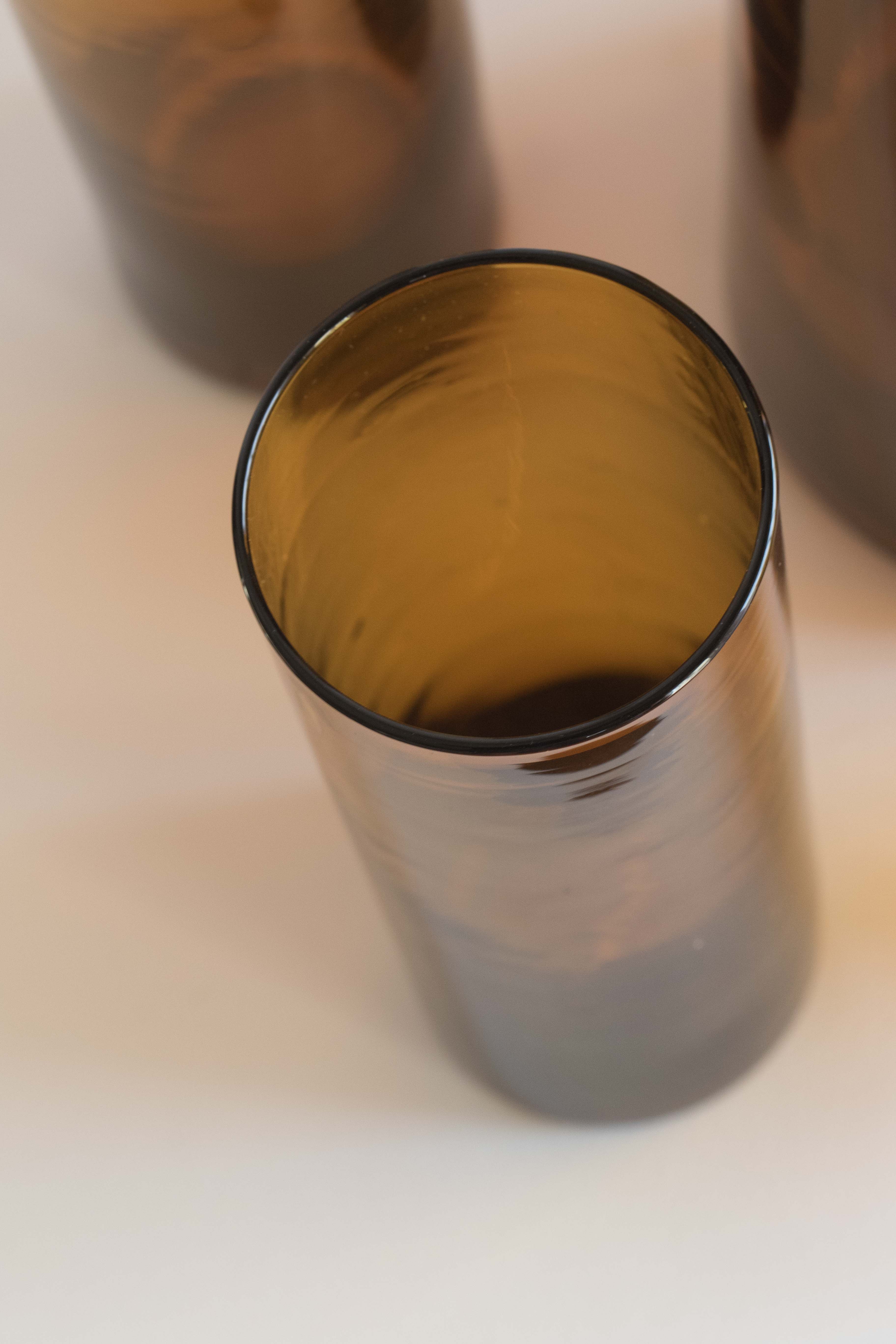 Orangeade in blown yellow glass service