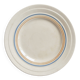Ivory ironstone dessert plate – Pale blue and orange borders
