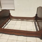 Solid walnut bed with very old walnut burl.