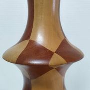 Turned wooden lamp and vintage wood inlay