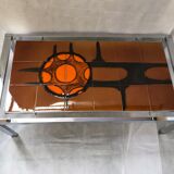 Metal and ceramic earthenware coffee table