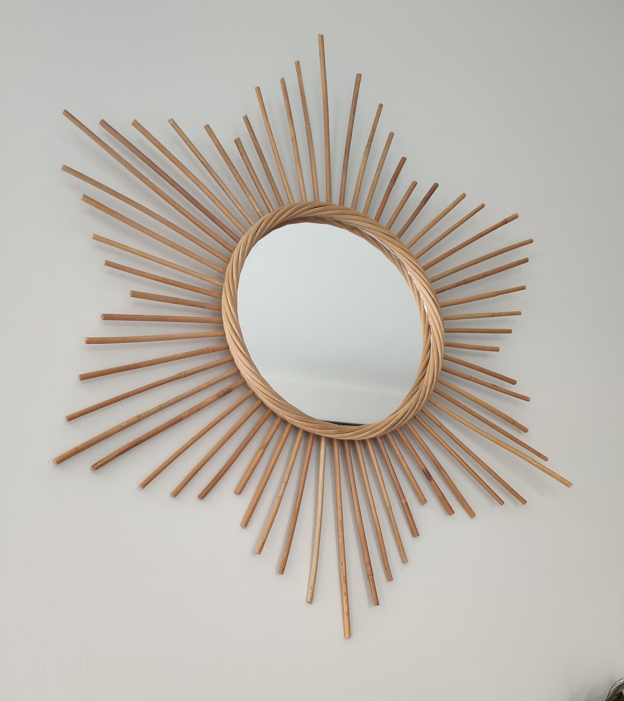 Miroir vintage en rotin 60x70cm